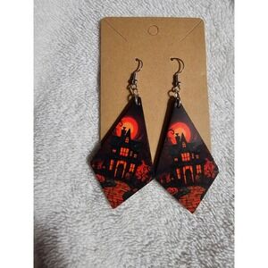 Haunted House Halloween Earrings‎ Dangle Drop Spooky Holiday Jewelry